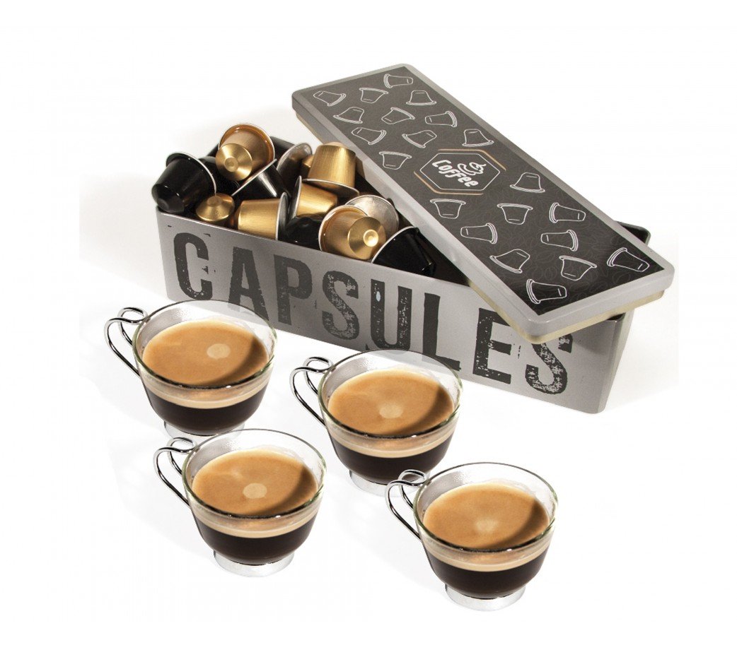 Coffret Cafe Tasse X4 + Boite Metal 3 Coloris Pas Cher - Saveur Et  Degustation- La Pieuvre Qui Rit